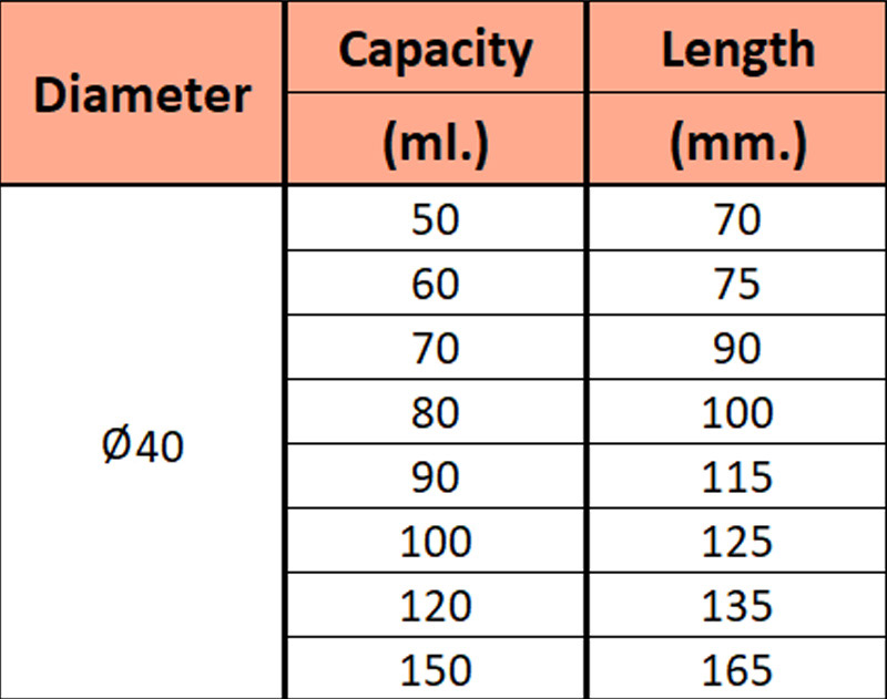 หลอดใส่เวชสำอางØ40-ขนาด